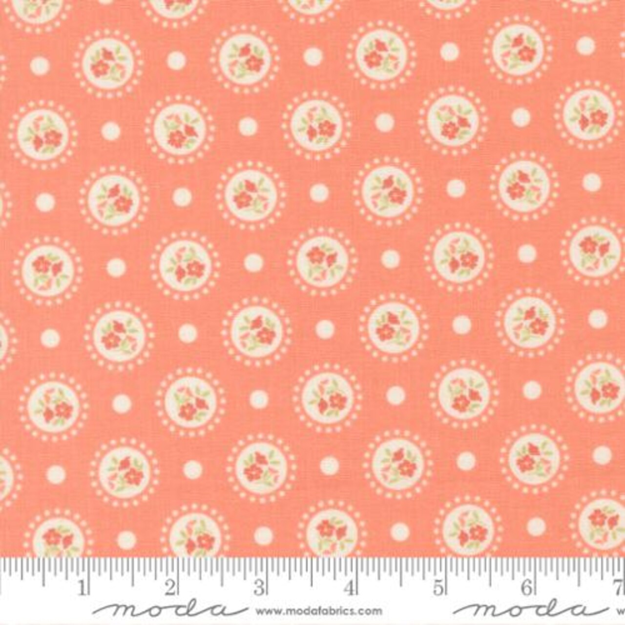 Fabric Moda Coral Flower Dots Sunbonnet by the Quarter Yard 31762-41